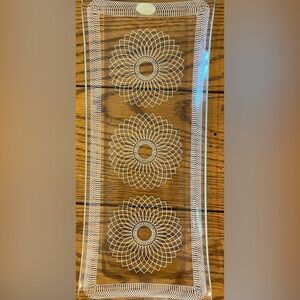 Vintage Danish Glass made by Svend Jensen, Spirograph design tray, 12 X 5 X 1